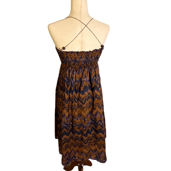 Banana Republic 2000's Midi Dress Brown Sleeveless Boho Flowy Size 4 - Picture 4 of 10